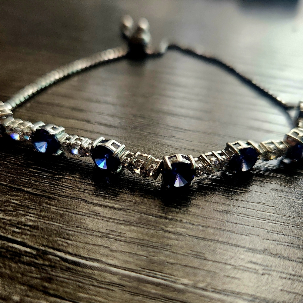 Tanzanite And Diamond  Bracelet In Sterling